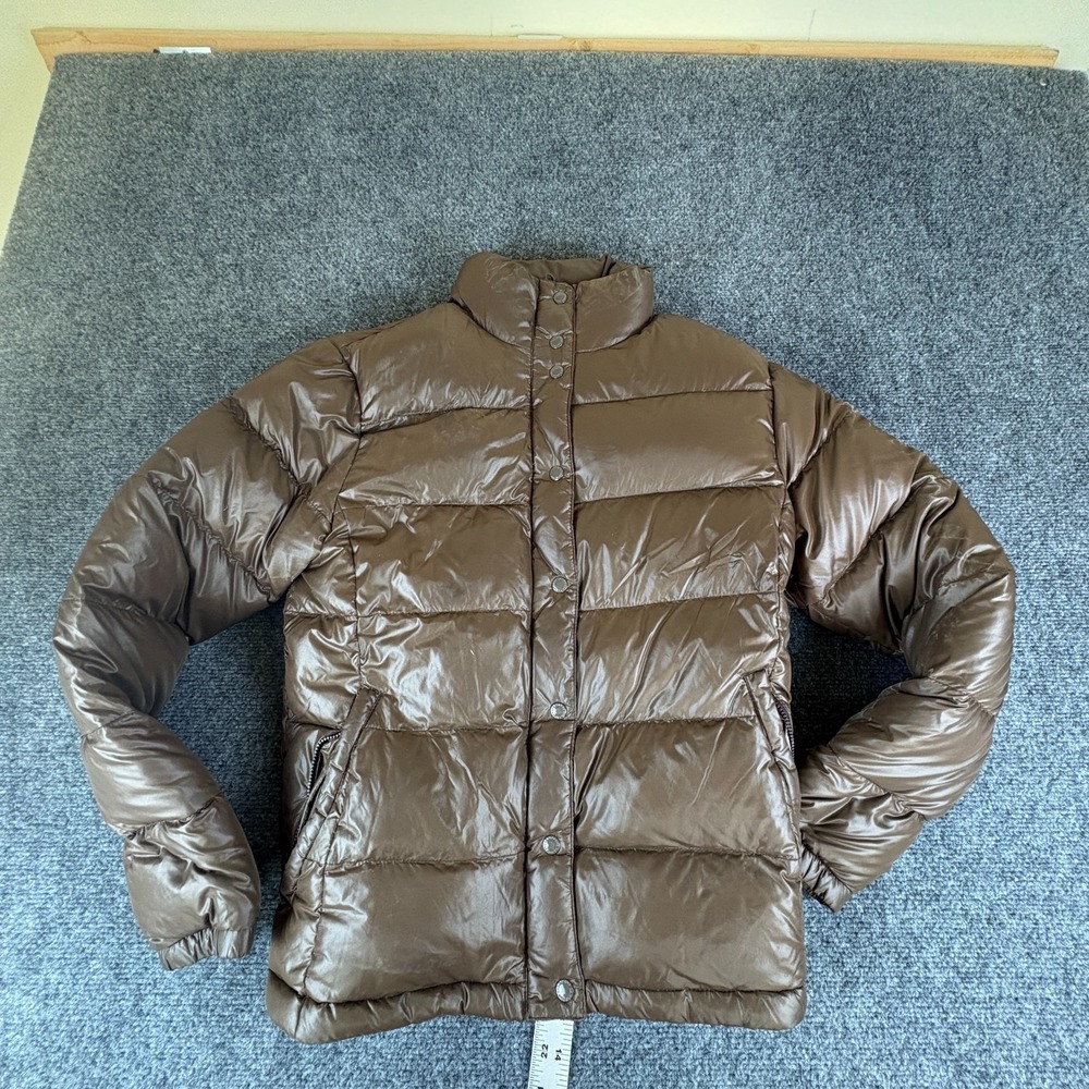 Lands' End Puffer Jacket Womens Small Brown Nylon Mock Neck Winter Wear Full Zip